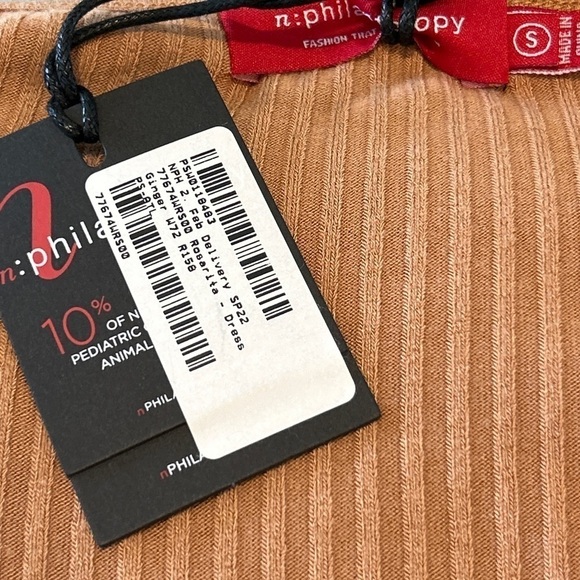 n:PHILANTHROPY Womens Rosarita Orange Ribbed Scoop Neck Midi Dress Size S NWT - Picture 7 of 8